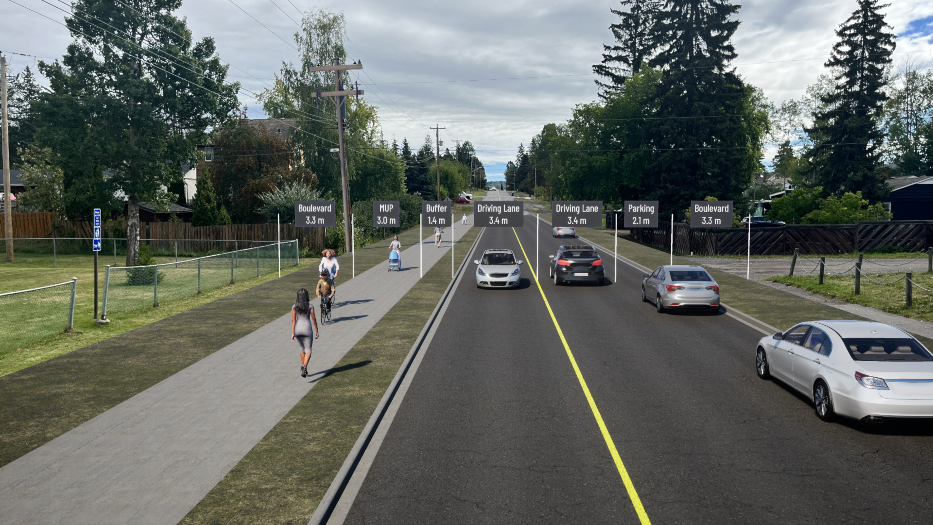Rendering of Multi-Use Pathway and Road Reconstruction